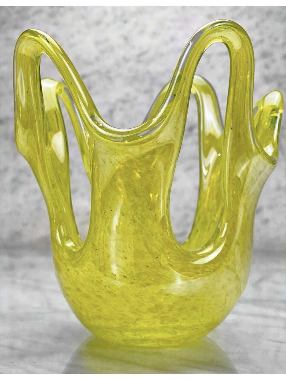 Mid-Century Italian Murano Stretch Yellow Art Glass Bowl